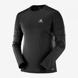 Salomon Agile Ls Tee M Oberteile Schwarz | 32481-ZXDJ