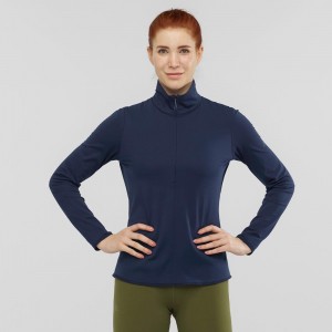 Salomon Essential Lightwarm Pullover Navy | 15403-EDVC