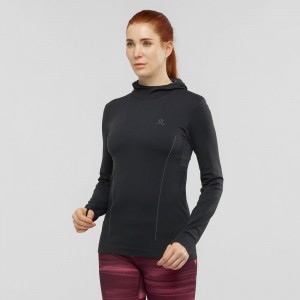 Salomon Essential Seamless Mit Kapuze Langarmhemd Schwarz | 93801-ZQRJ