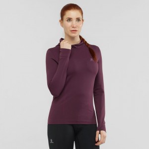 Salomon Essential Seamless Mit Kapuze Langarmhemd Lila | 49357-BXYF