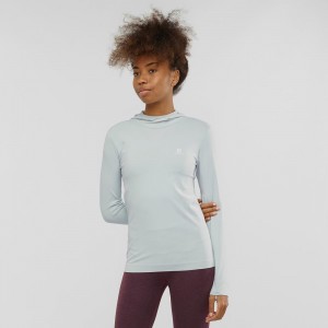 Salomon Essential Seamless Mit Kapuze Langarmhemd Gray | 92734-NYHW