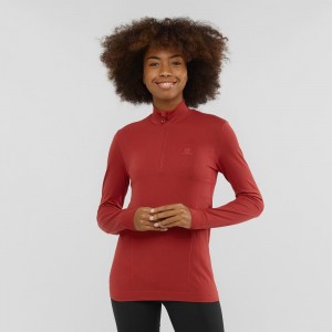 Salomon Essential Seamless Pullover Rot | 84375-EZYQ