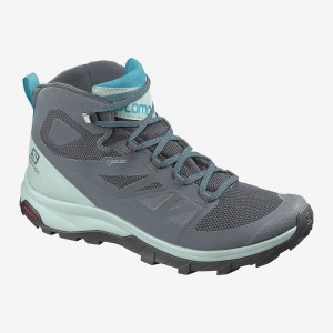 Salomon Outline Mid Gore-Tex Wanderstiefel Gray | 34507-BUIN