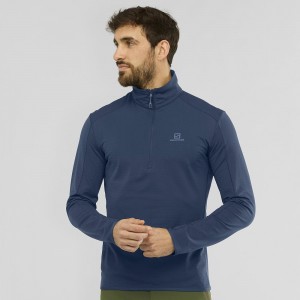 Salomon Outrack Half Zip Mid M Skijacken Navy | 76594-DSPO