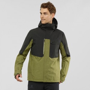 Salomon Powderstash Jacket M Skijacken Grün | 23987-KDOJ