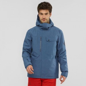 Salomon Powderstash Jacket M Skijacken Navy | 10659-HYLT