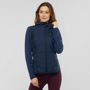 Salomon Radiant Hybrid Hoodie W Skijacken Navy | 04856-GSVF