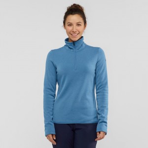 Salomon Warm Ambition Half Zip W Skijacken Blau | 74138-HVYW