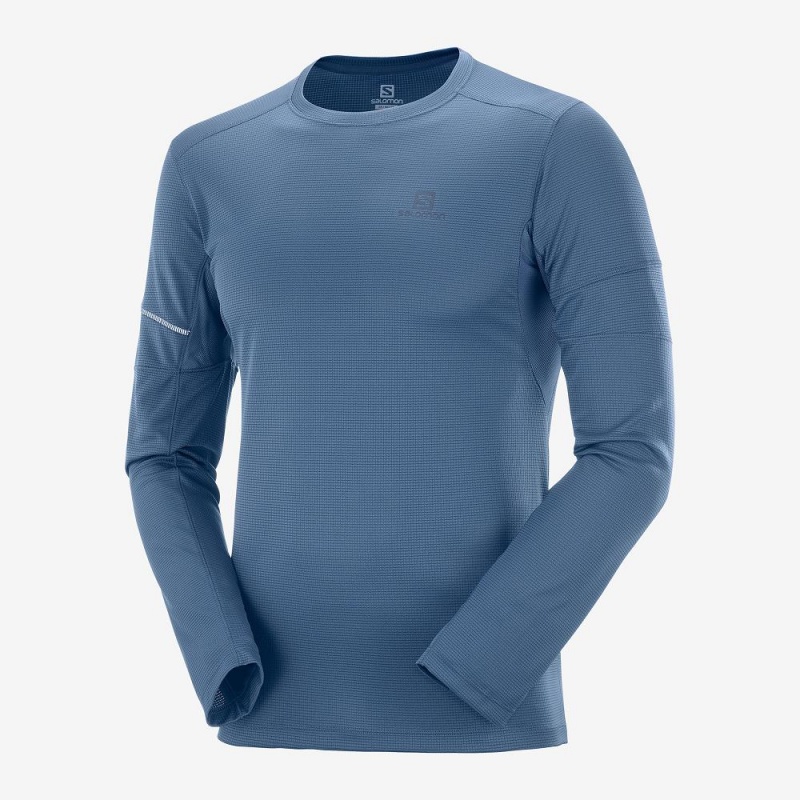 Salomon Agile Ls Tee M Oberteile Navy | 26489-BFAS