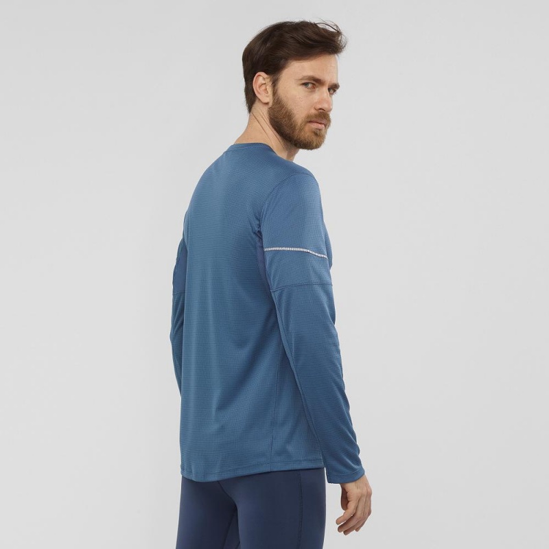 Salomon Agile Ls Tee M Oberteile Navy | 26489-BFAS