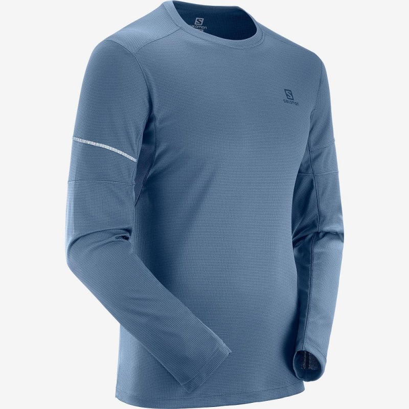 Salomon Agile Ls Tee M Oberteile Navy | 26489-BFAS