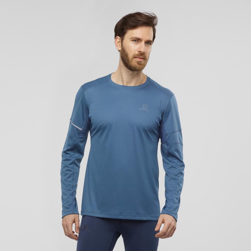 Salomon Agile Ls Tee M Oberteile Navy | 26489-BFAS