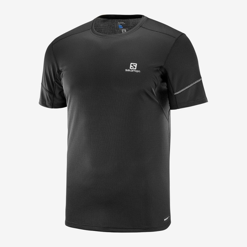 Salomon Agile Ss Tee M Oberteile Schwarz | 75403-VUNH