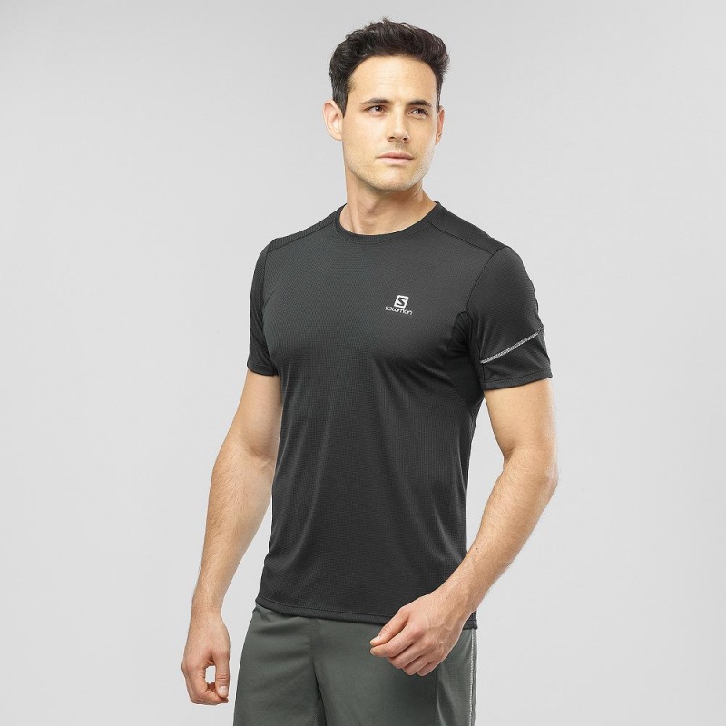 Salomon Agile Ss Tee M Oberteile Schwarz | 75403-VUNH