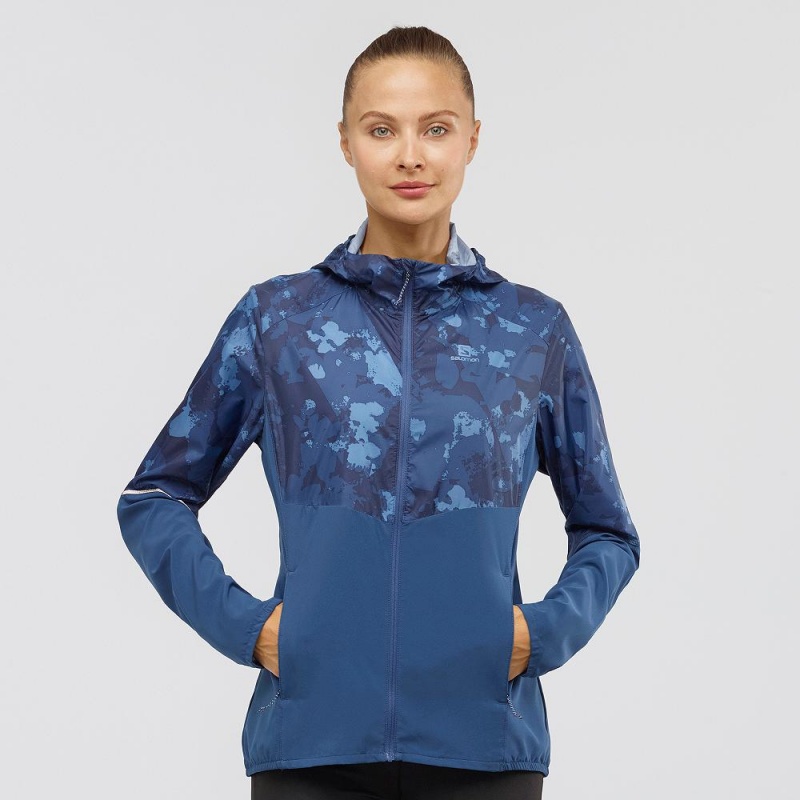 Salomon Agile Wind Laufjacke Navy | 37412-HAEN