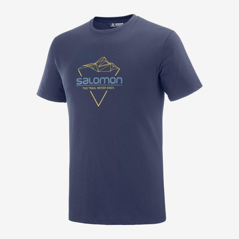 Salomon Blend Logo Tee M T-shirts Navy | 76312-PDLC