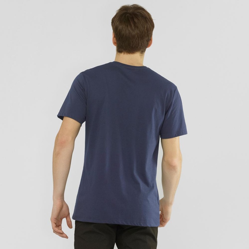 Salomon Blend Logo Tee M T-shirts Navy | 76312-PDLC