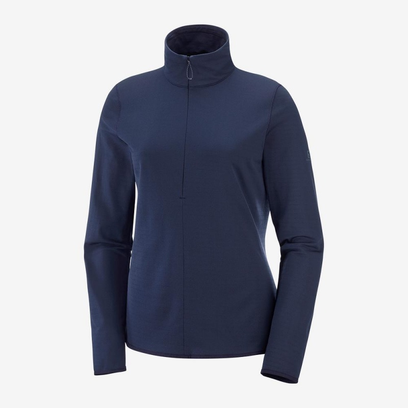 Salomon Essential Lightwarm Pullover Navy | 15403-EDVC