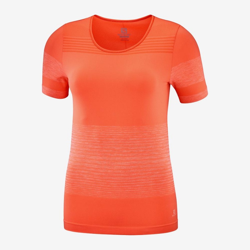 Salomon Essential Move On Seamless T-shirts Orange | 19028-KHTQ