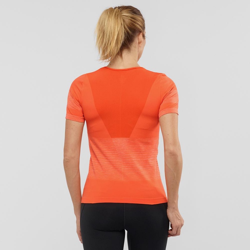 Salomon Essential Move On Seamless T-shirts Orange | 19028-KHTQ