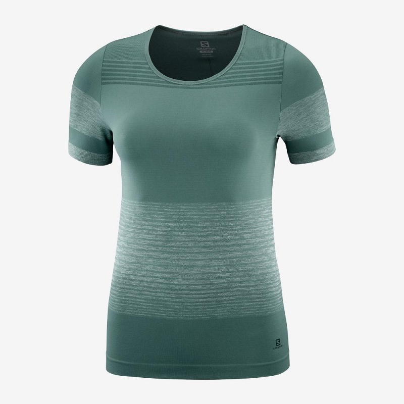 Salomon Essential Move On Seamless T-shirts Grün | 69481-XDNS