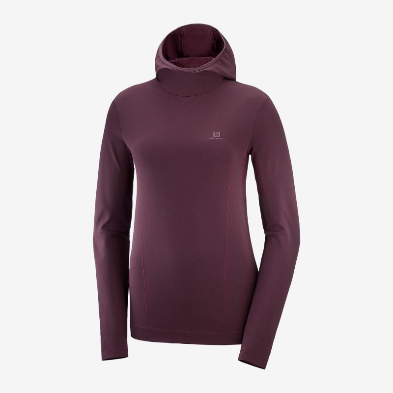 Salomon Essential Seamless Mit Kapuze Langarmhemd Lila | 49357-BXYF