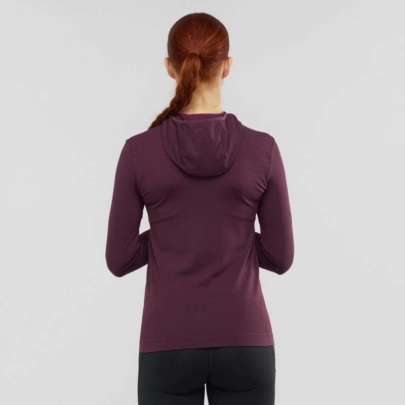 Salomon Essential Seamless Mit Kapuze Langarmhemd Lila | 49357-BXYF