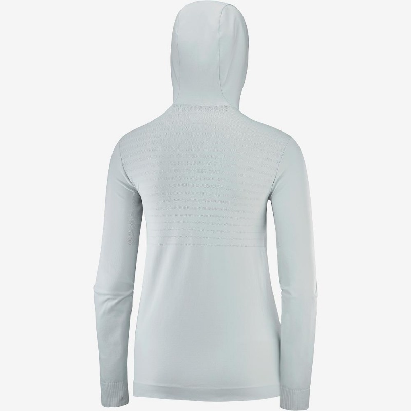 Salomon Essential Seamless Mit Kapuze Langarmhemd Gray | 92734-NYHW