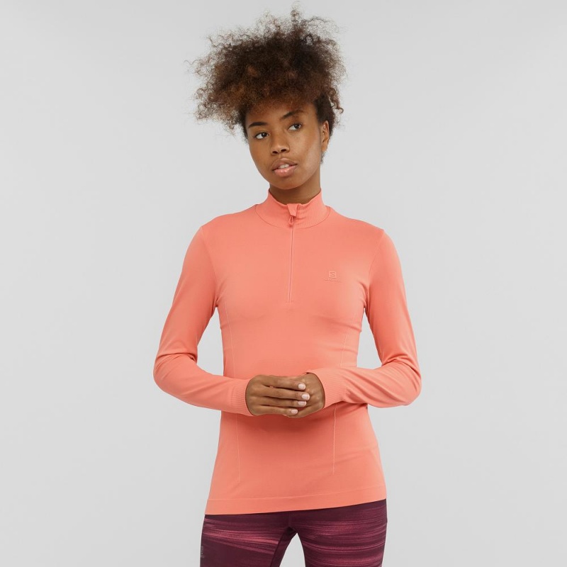 Salomon Essential Seamless Pullover Orange | 43107-VDAK