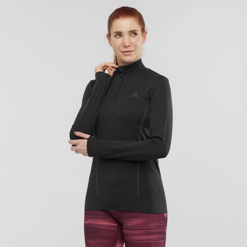 Salomon Essential Seamless Pullover Schwarz | 71640-DJOP