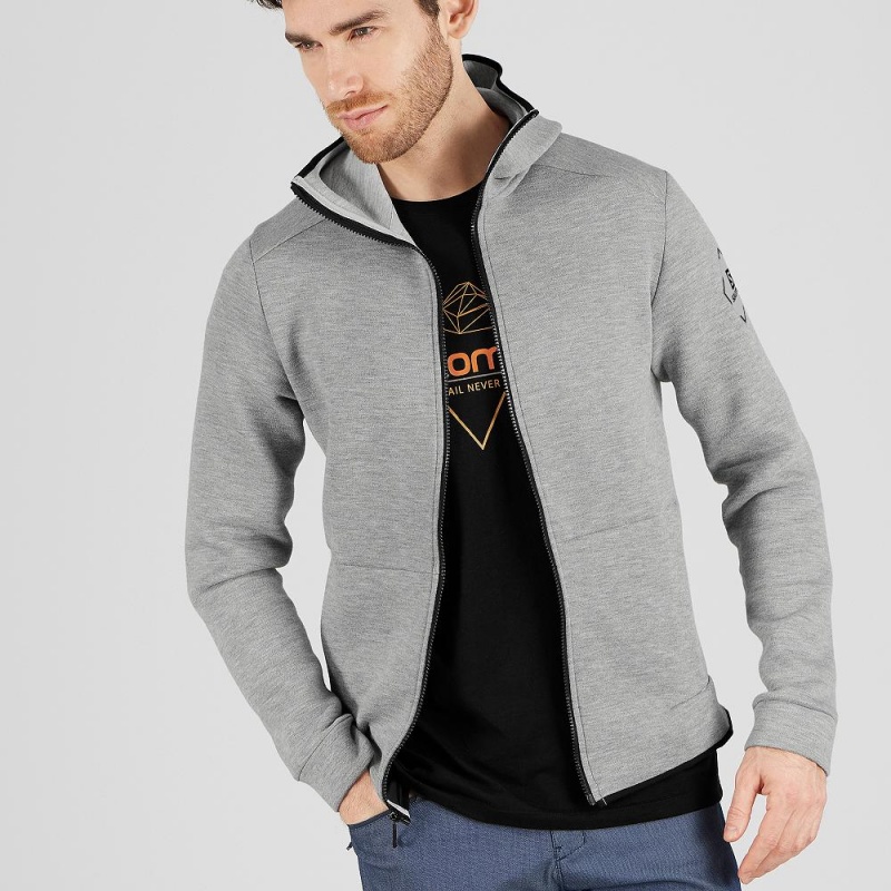 Salomon Essential Warm Hoodie Gray | 17564-NOLF