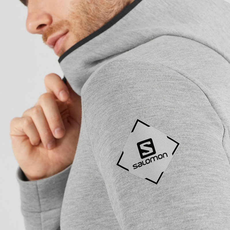 Salomon Essential Warm Hoodie Gray | 17564-NOLF