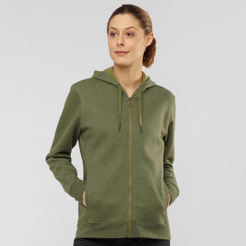 Salomon Essential Warm Hoodie Grün | 60219-TKOG