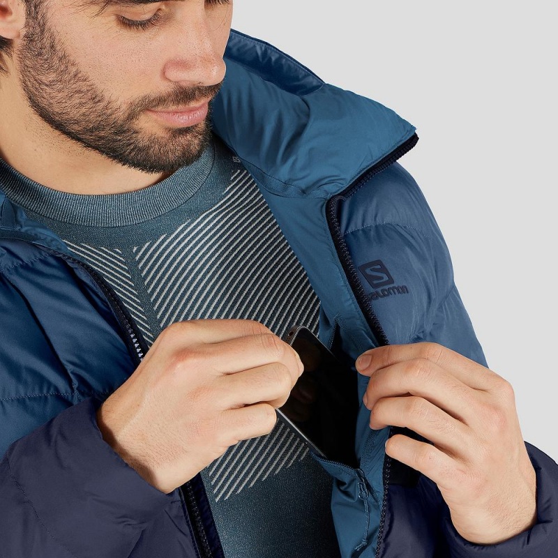 Salomon Essential Xwarm Insulated Hoodie Navy | 68405-PSTZ