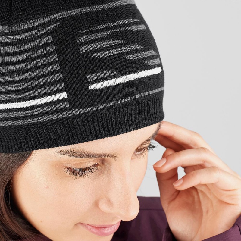 Salomon Flatspin Kurzes Beanie Hüte Schwarz | 90546-GDCV