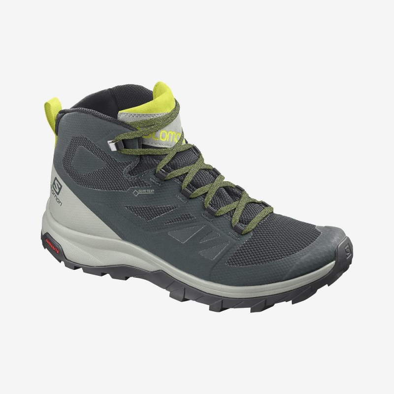 Salomon Outline Mid Gore-Tex Wanderstiefel Grün | 63102-JSTA