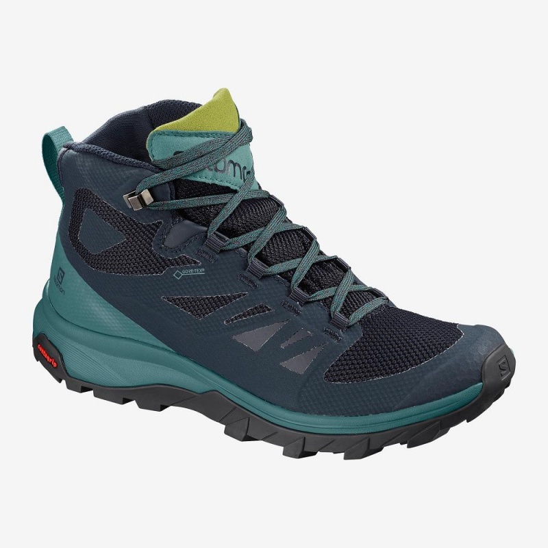 Salomon Outline Mid Gore-Tex Wanderstiefel Grün | 73046-ZQFB