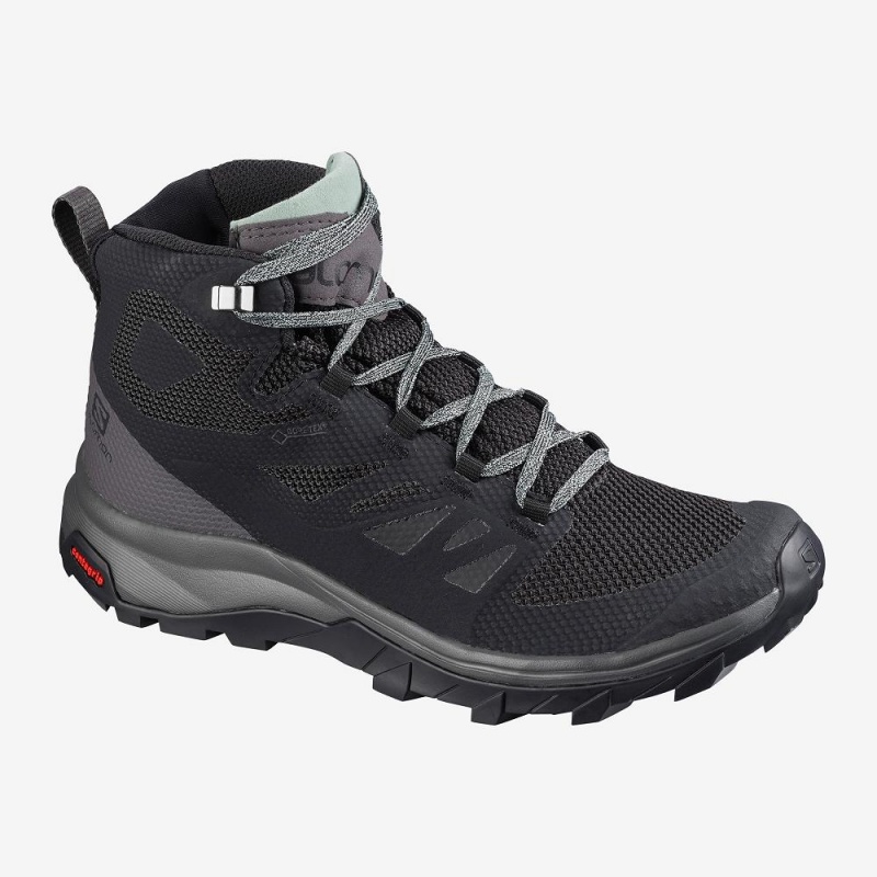 Salomon Outline Mid Gore-Tex Wanderstiefel Schwarz | 54276-CSHQ