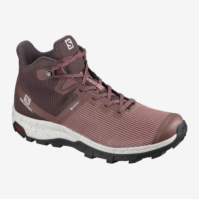 Salomon Outline Prism Mid Gore-Tex Wanderstiefel Rosa | 52960-YDHP