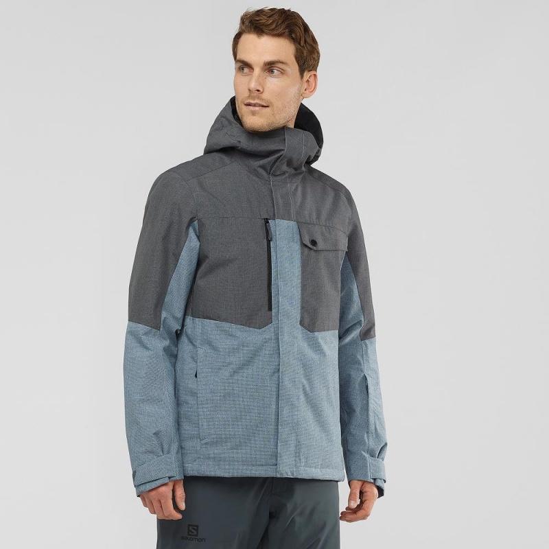 Salomon Powderstash Jacket M Skijacken Blau | 34056-DUKS