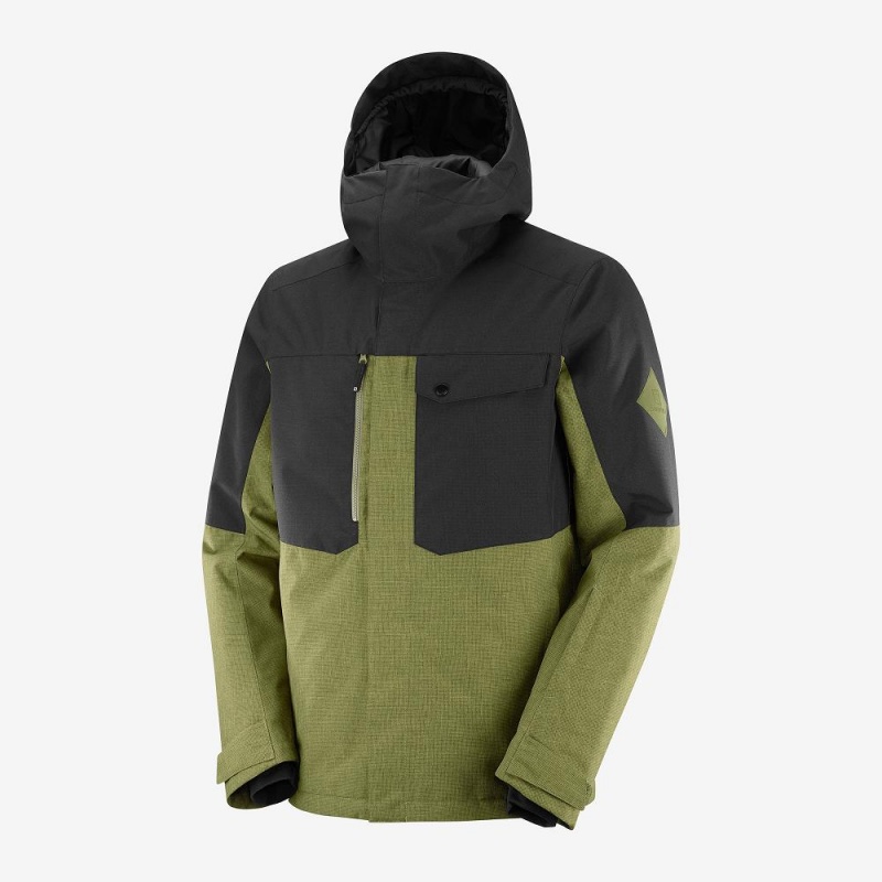 Salomon Powderstash Jacket M Skijacken Grün | 23987-KDOJ