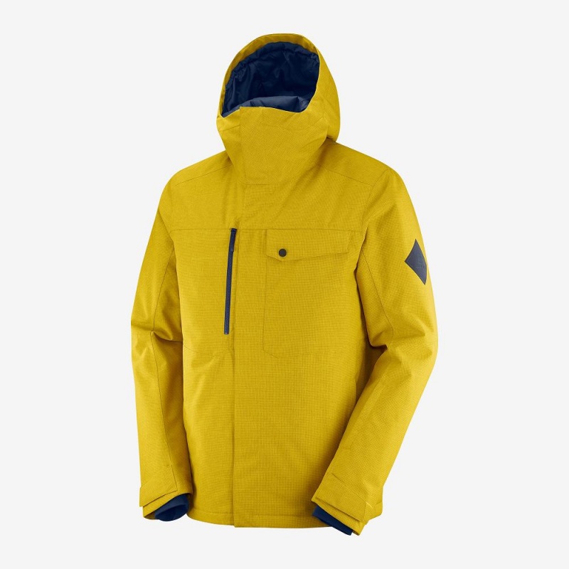 Salomon Powderstash Jacket M Skijacken Gelb | 57086-XQPG