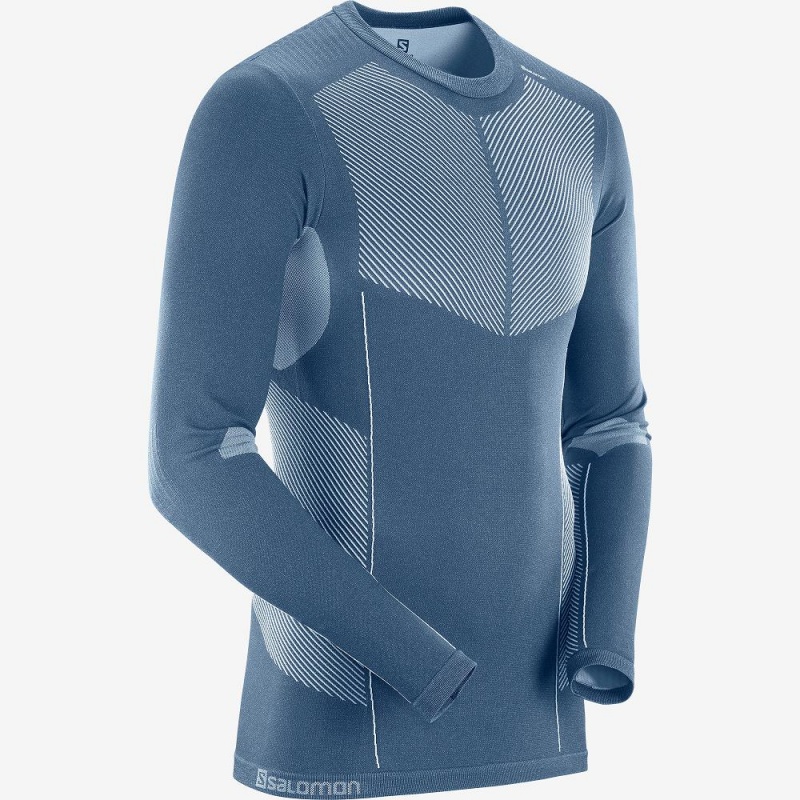 Salomon Primo Warm Seamless Tee M Oberteile Navy | 13408-KHSQ