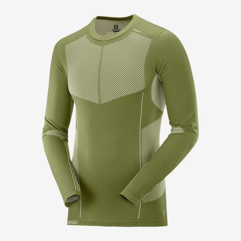 Salomon Primo Warm Seamless Tee M Oberteile Grün | 80572-BTAF