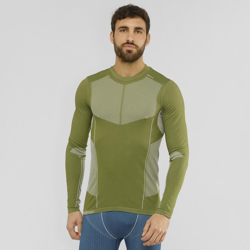 Salomon Primo Warm Seamless Tee M Oberteile Grün | 80572-BTAF