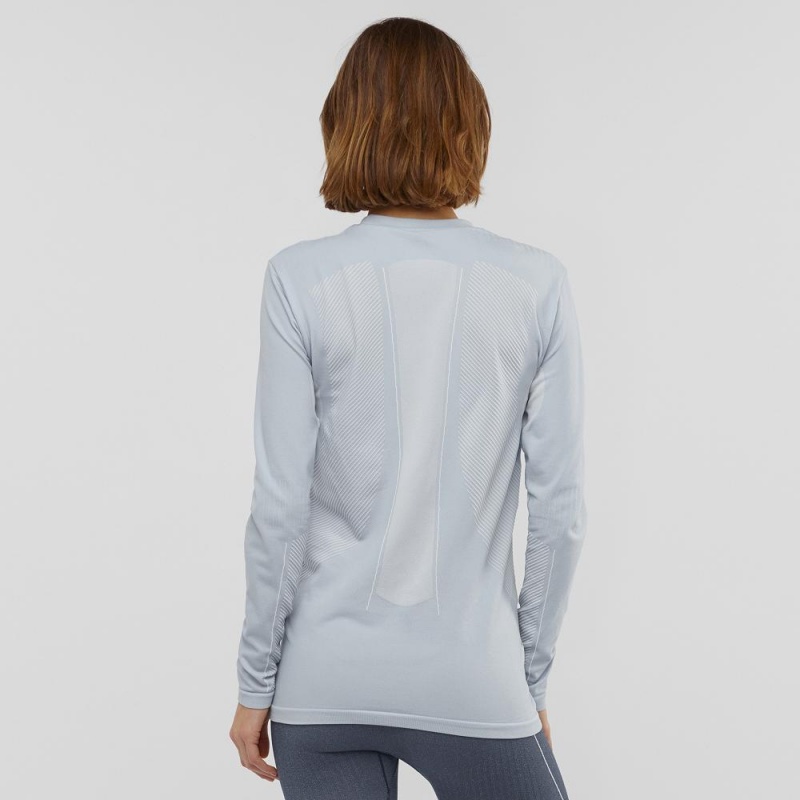 Salomon Primo Warm Seamless Tee W Oberteile Blau | 48931-QABO