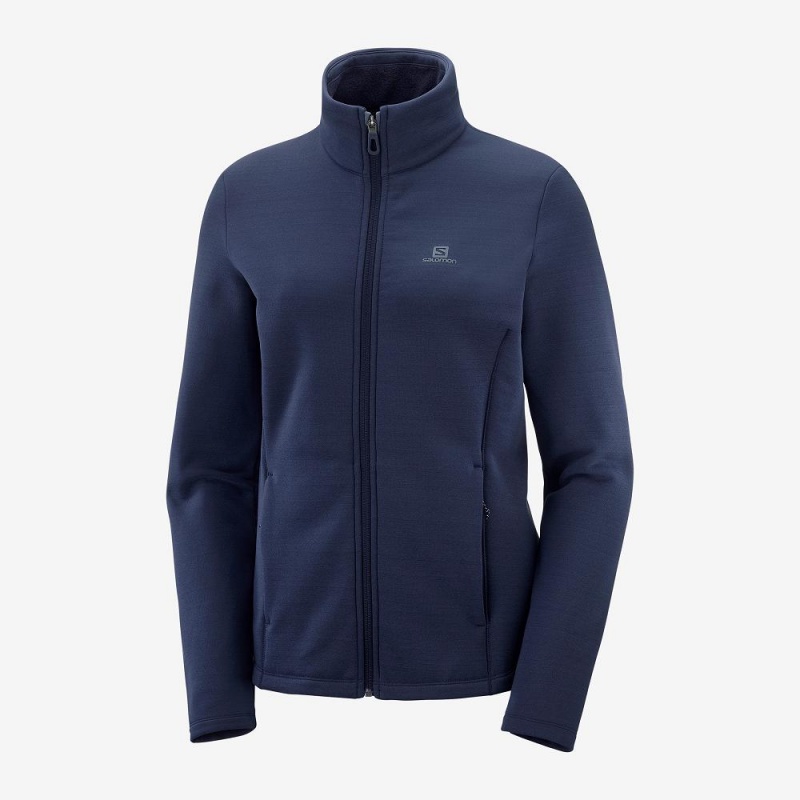 Salomon Radiant Full Zip Mittelschicht W Skijacken Navy | 71362-NUPF