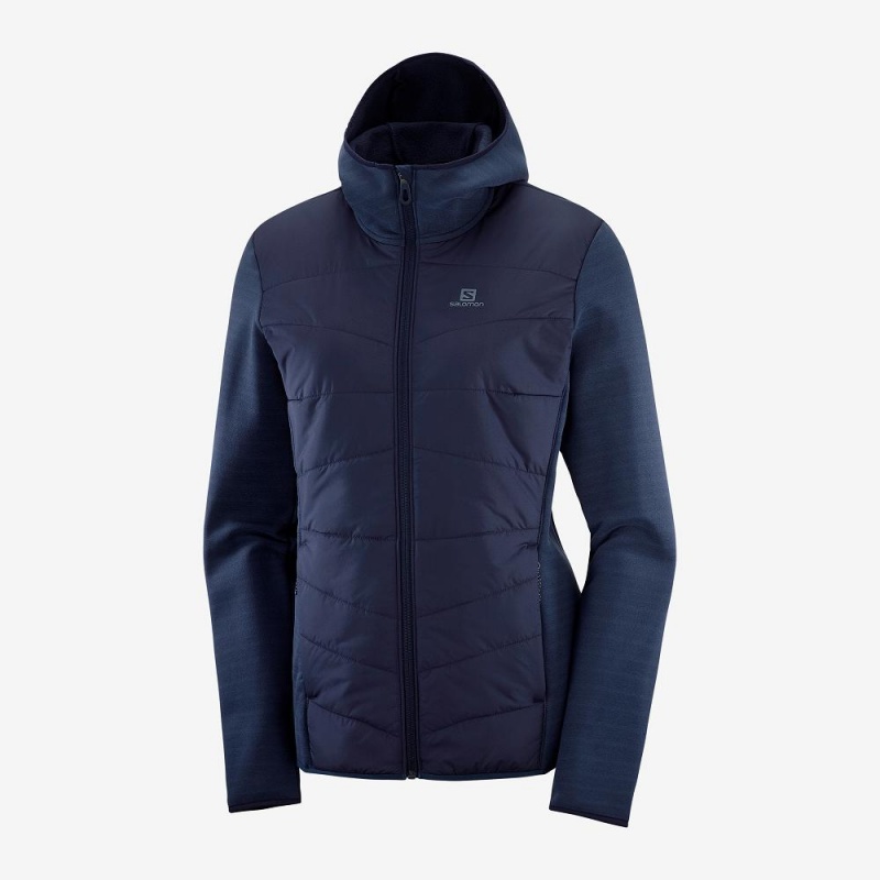 Salomon Radiant Hybrid Hoodie W Skijacken Navy | 04856-GSVF