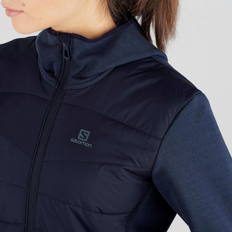 Salomon Radiant Hybrid Hoodie W Skijacken Navy | 04856-GSVF