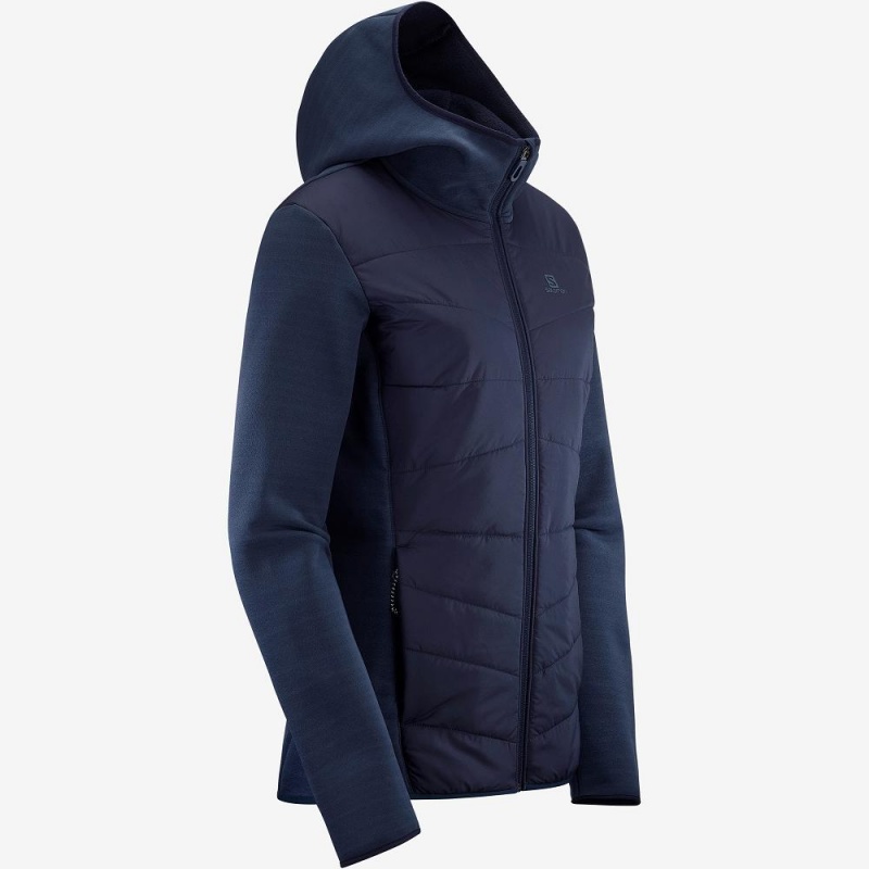 Salomon Radiant Hybrid Hoodie W Skijacken Navy | 04856-GSVF